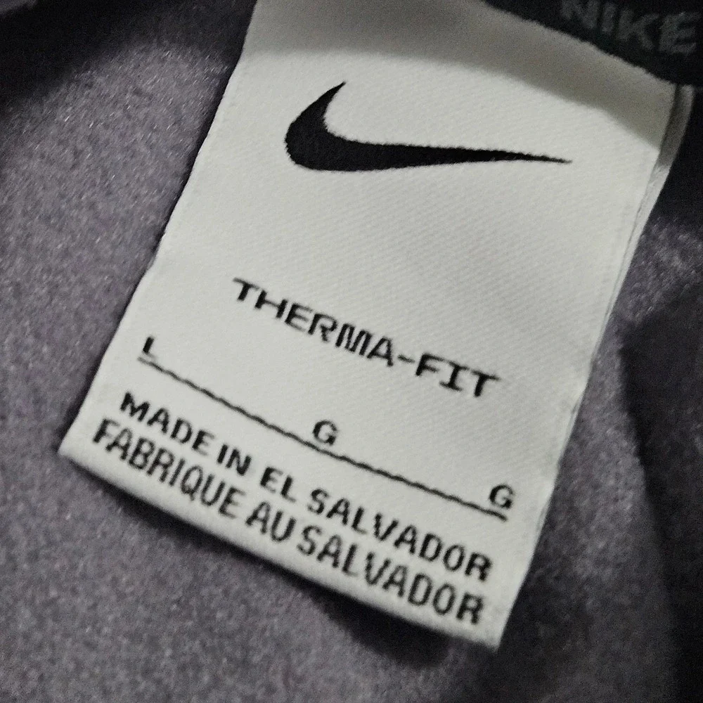 Nike Therma Fit Hoodie Large Gray Performance Fleece Pullover Zip Sleeve Pocket‎